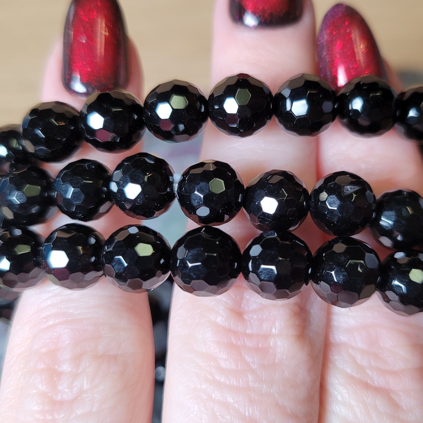 Black Tourmaline (Faceted) Bracelet - 8mm