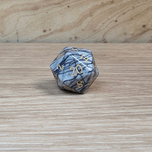 Black Network Jasper Dungeons & Dragons Polyhedral D20 Dice