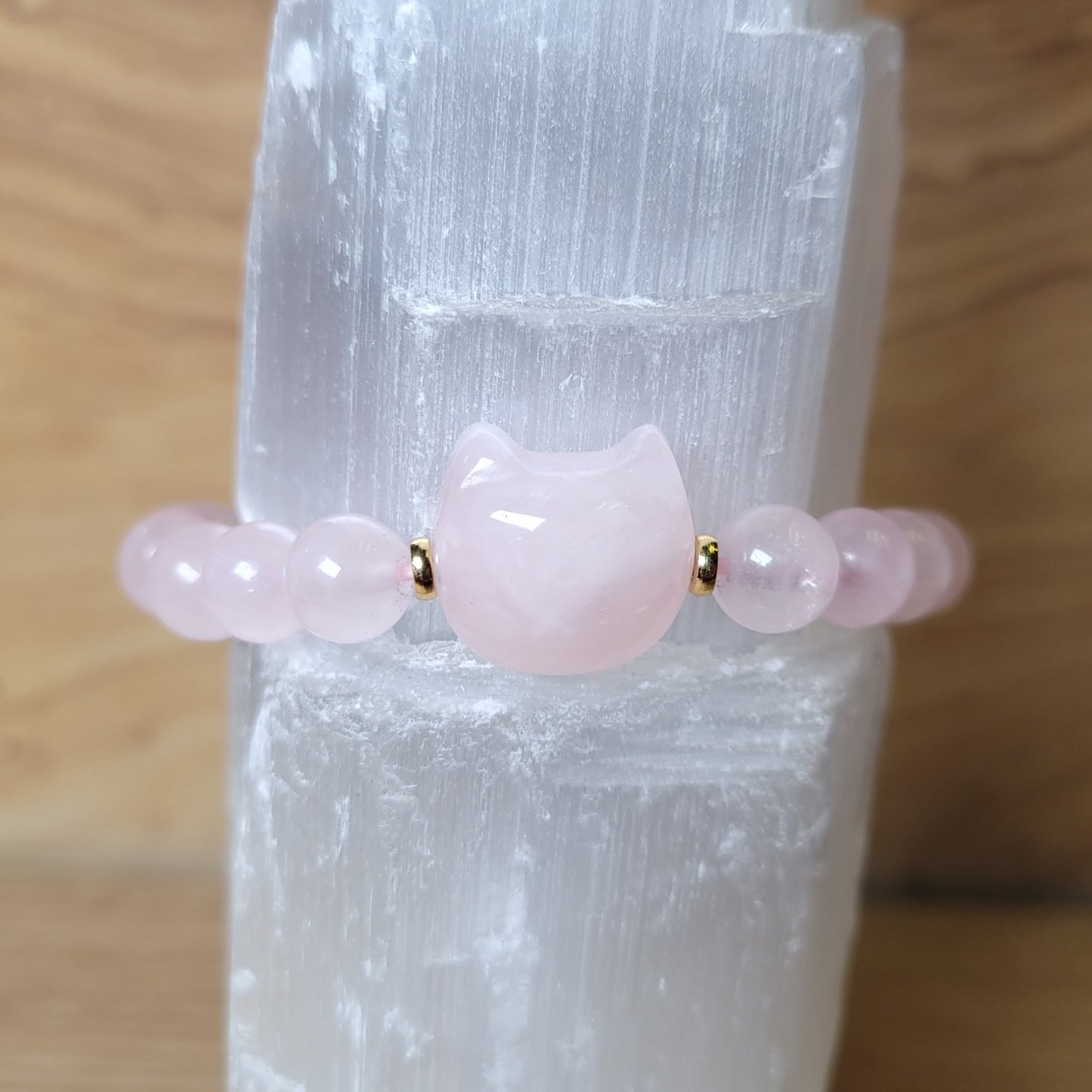 Rose Quartz Cat Bracelet - 8mm to 8.5mm