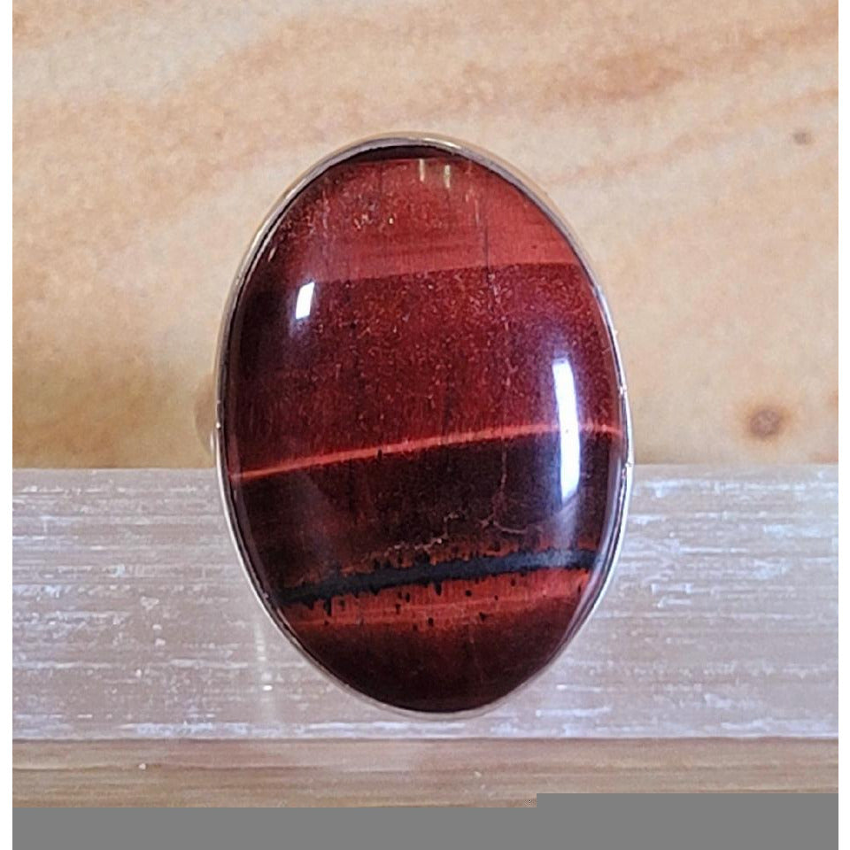 Red Tiger Eye Adjustable Ring